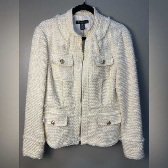 INC International Concepts Jackets & Blazers - INC International Concepts Women's Cream Textured Blazer